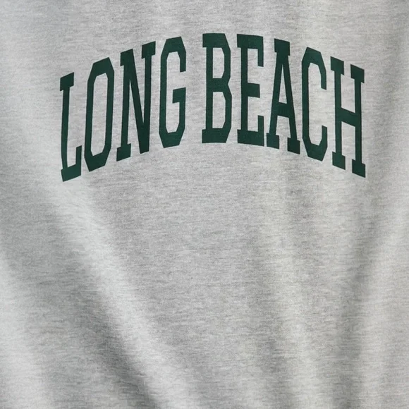 NEW H&M Sweatshirt with Printed Motif Long Beach Grey & Green Size Medium - Picture 5 of 11